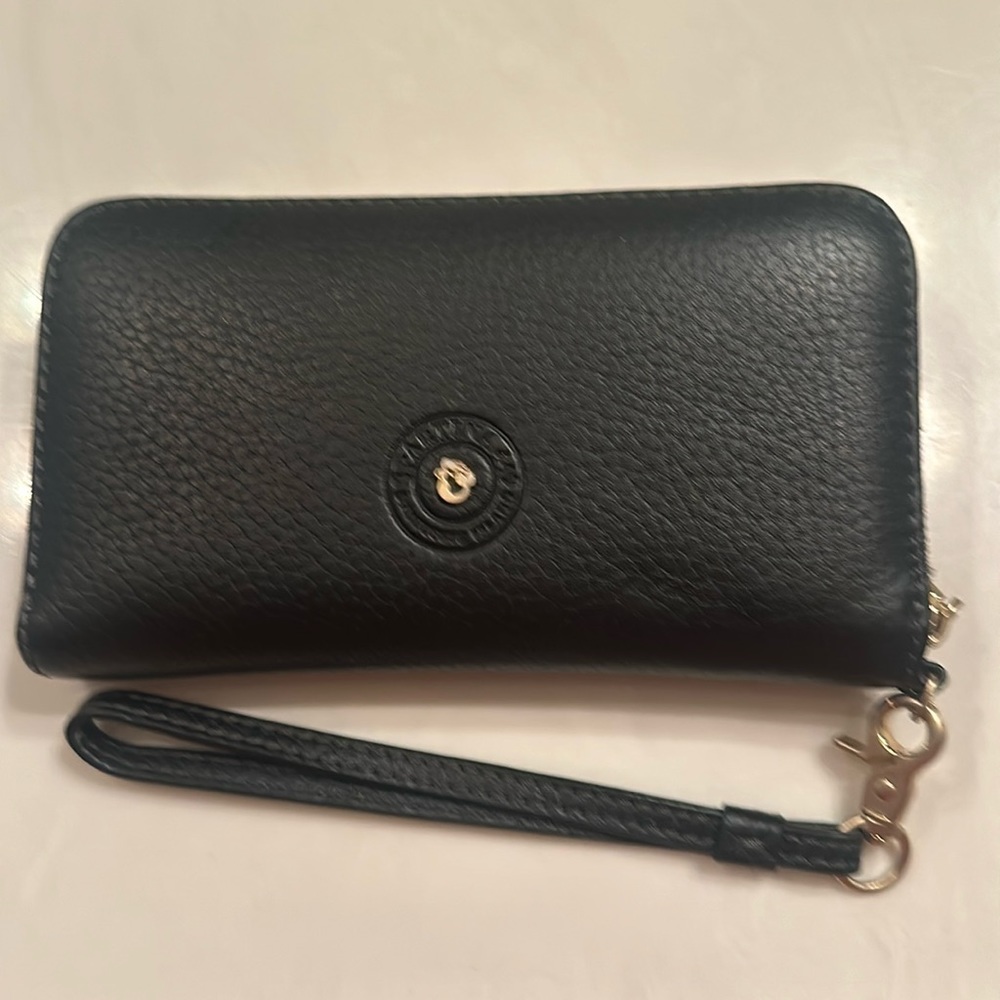Spartina Black leather wristlet
